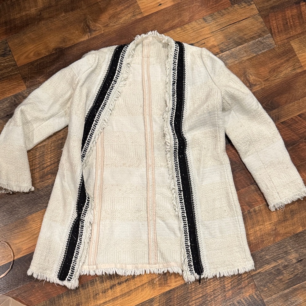 Elegant Cream and Black Women's Coat